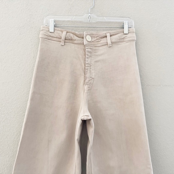 Zara The Marine Wide Leg Jeans 8 Tan Denim Stretch Casual High Rise Minimalist - Picture 8 of 12